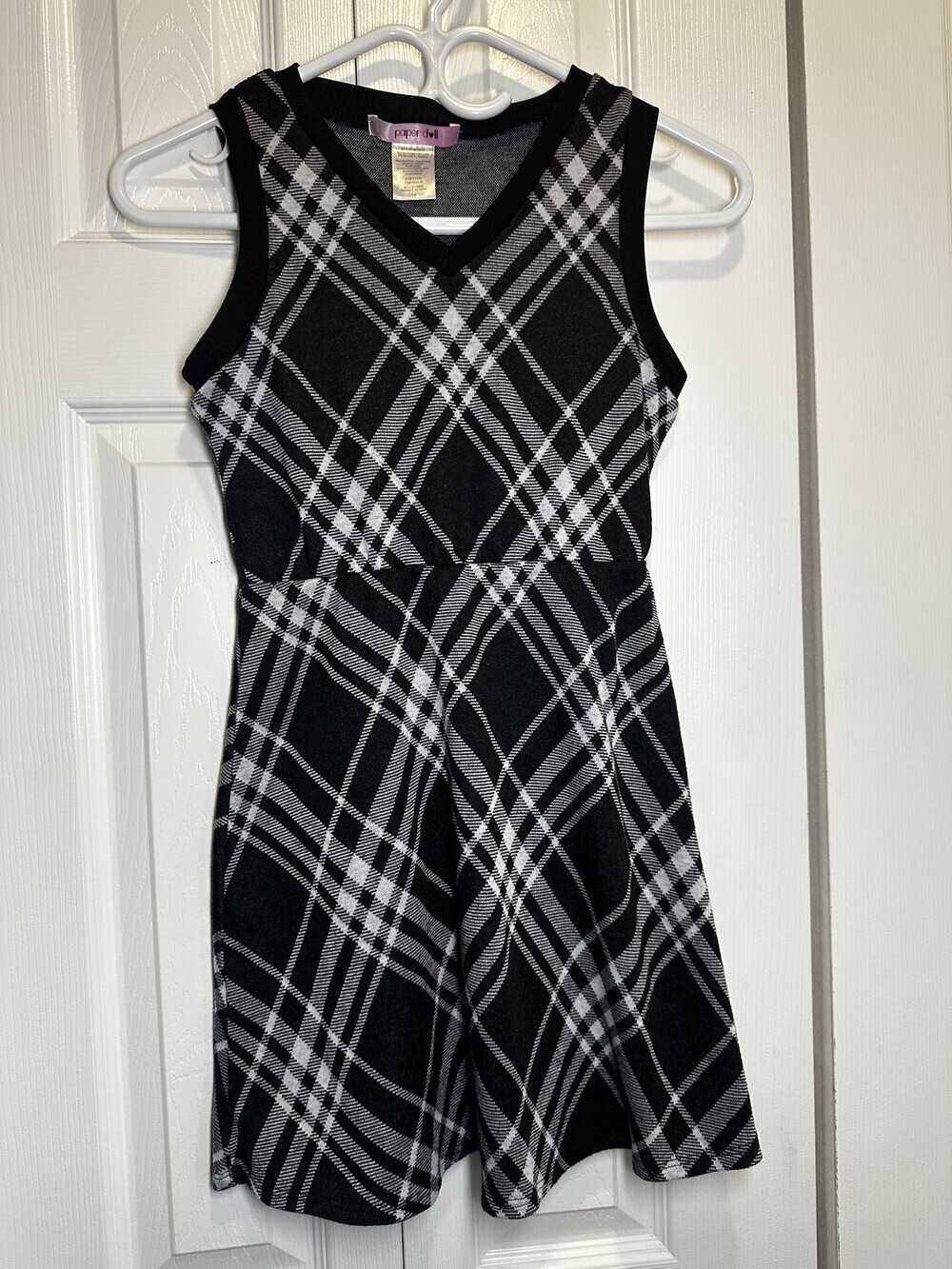 Paper Doll Black and White Plaid Sleeveless Skater Dress #119